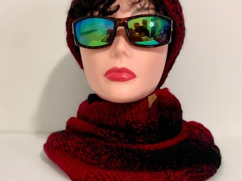 Knit Hat and Cowl Set, basket weave design, easy beginner knit, unisex