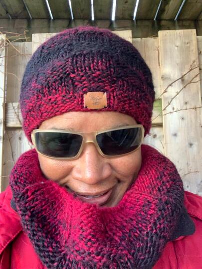 Knit Hat and Cowl Set, basket weave design, easy beginner knit, unisex