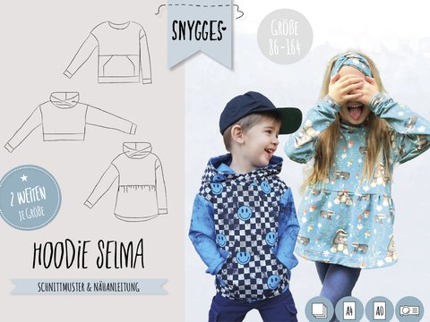 Hoodie "SELMA" (86-164 je 2 Weiten) - Schnittmuster und Anleitung