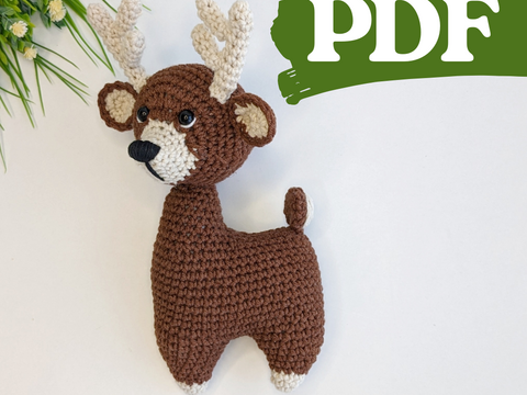 Deer crochet pattern, Christmas reindeer amigurumi pattern, easy crochet wo