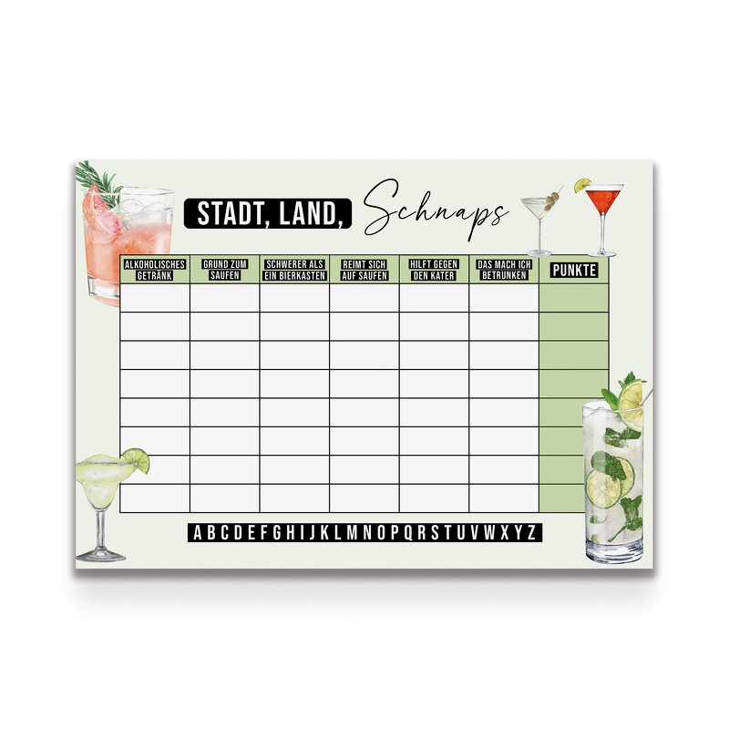 STADT, LAND, SCHNAPS Vorlage Stadt, Land, Fluss Spiel Trinkspiel Download