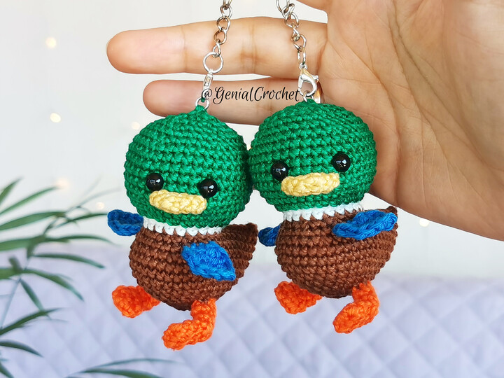 No Sew Amigurumi Pattern - Baby Mallard Duck Crochet Keychain