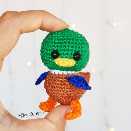 No Sew Amigurumi Pattern - Baby Mallard Duck Crochet Keychain