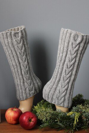 4 Paar Beinstulpen Damen - Gestrickte Stiefelstulpen Mit Zopfmuster