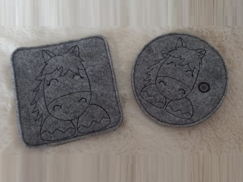 Stickdatei, Pferdestickdatei, Tiermotiv, Pferdemotiv, Getränkeuntersetzer