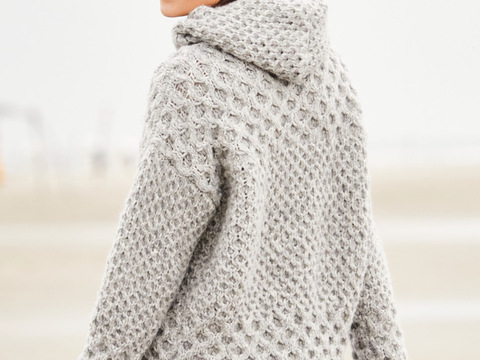 Kapuzenpullover mit Wabenmuster in Hellgrau