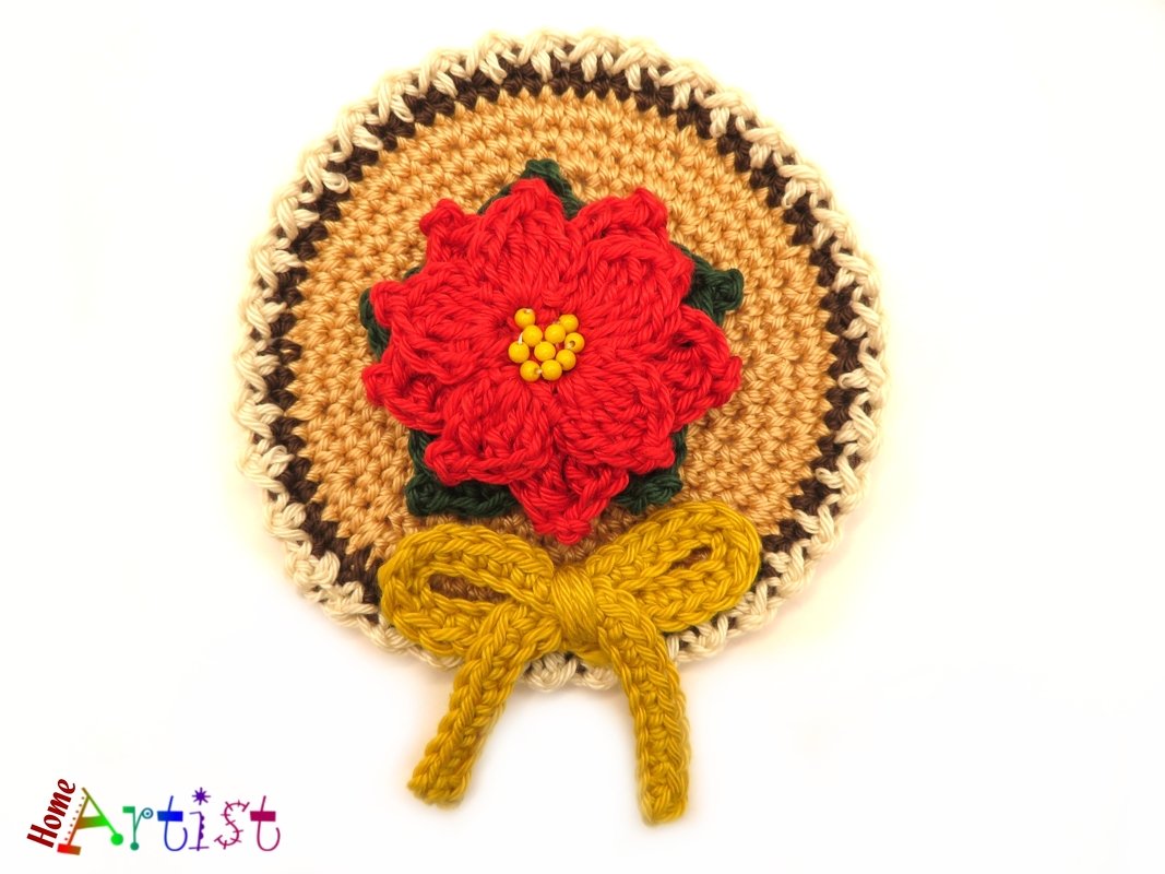 Poinsettia crochet Patch - Image 2