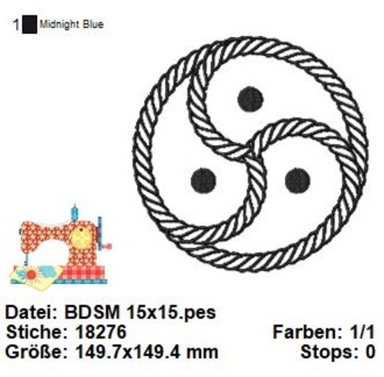 BDSM Emblem Stickdatei, Fifty Shades of Grey, BDSM Stickvorlage
