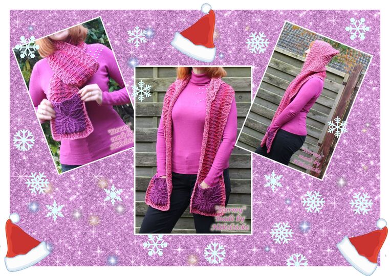 Häkelanleitung "Stormy" Taschenschal mit Kapuze