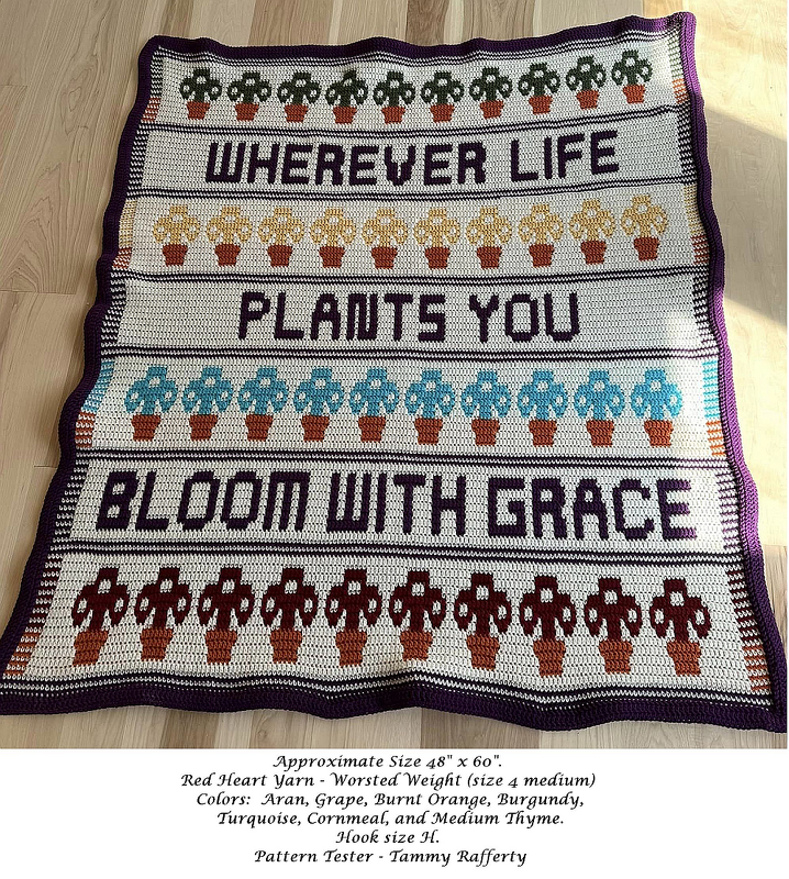 Bloom With Grace Blanket Overlay Mosaic Crochet Pattern and Charts PD