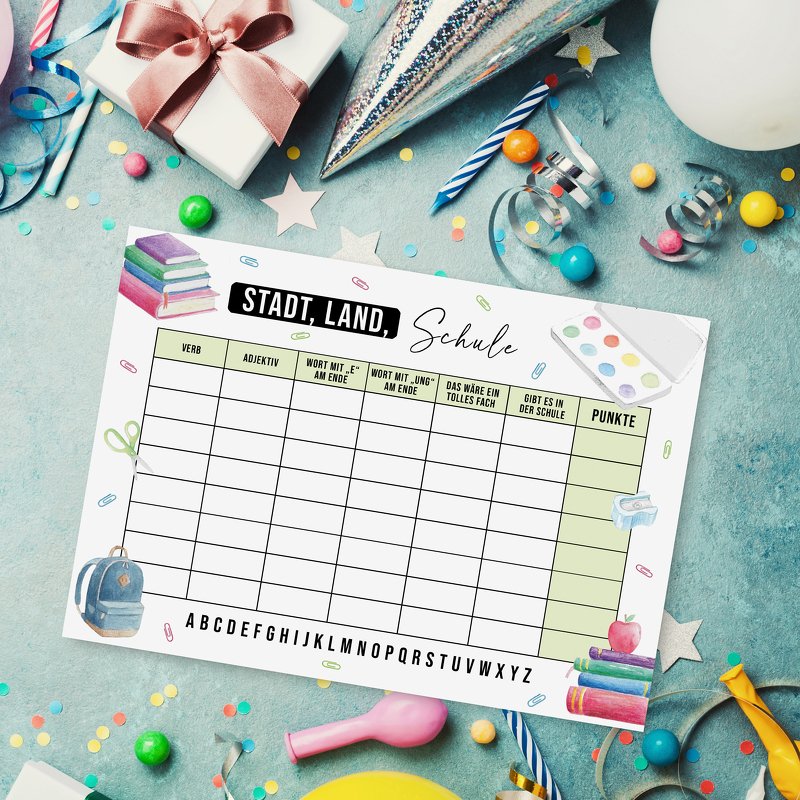 STADT, LAND, SCHULE Vorlage Stadt, Land, Fluss Spiel Schulanfang Geschenk - Bild 6