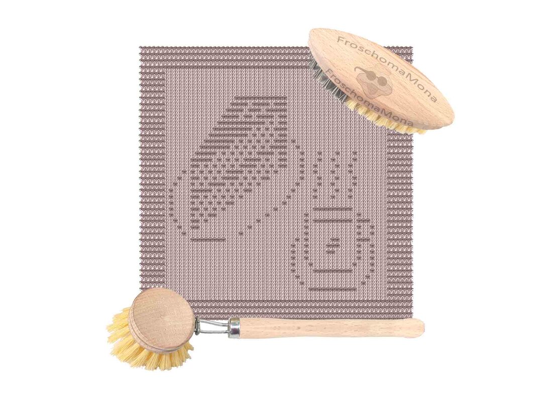 Deckchen Spültuch „Kaffeeklatsch“ stricken Strickmotiv Tortenstück Kaffee