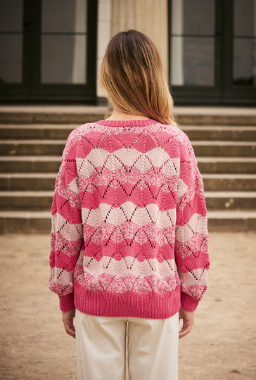 Jacke mit Ajourmuster in Rosa und Pink