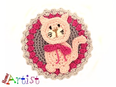 Kitty crochet Patch Button