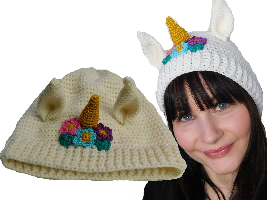 Mütze EINHORN Häkelanleitung alle Größen
