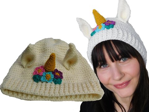 Mütze EINHORN Häkelanleitung alle Größen