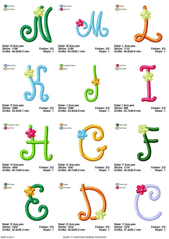 Stickdatei Bunte Buchstaben, Alphabet Stickmuster, Maschinensticken - Bild 4