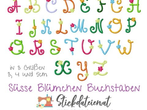 Stickdatei Bunte Buchstaben, Alphabet Stickmuster, Maschinensticken