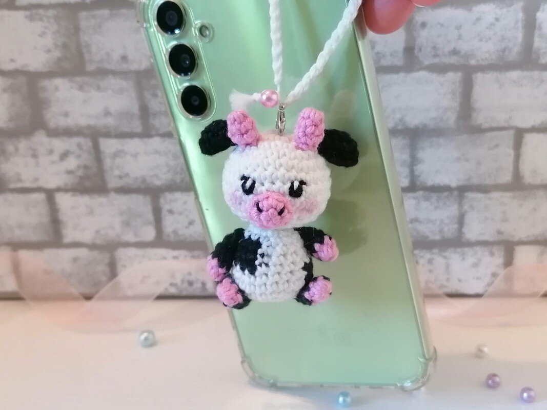 Crochet Pattern Cow Keychain Amigirumi