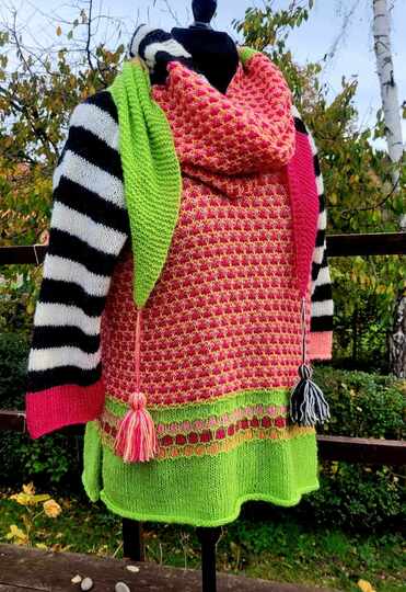 "Vaal" - buntes Schaltuch - Strickanleitung