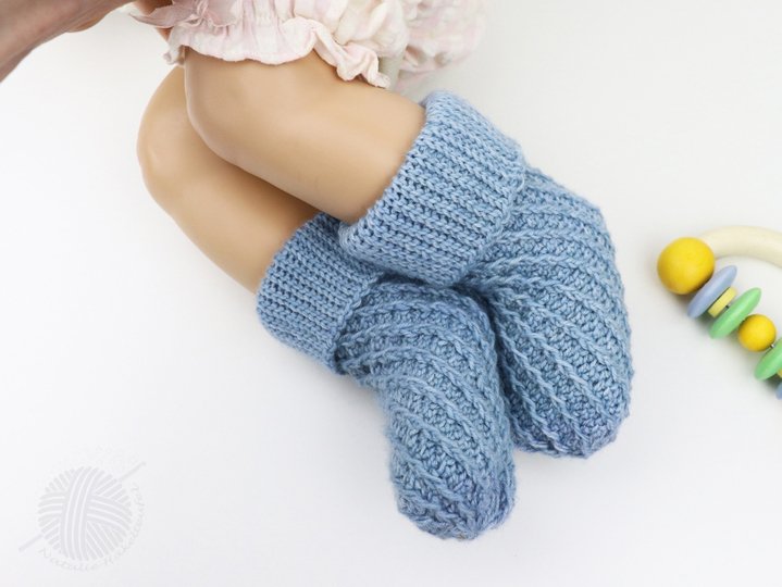 2 PDFs Spar-Set: Babypullover & Socken "Kai" (Spiralmuster, Gr. 50-128/116)