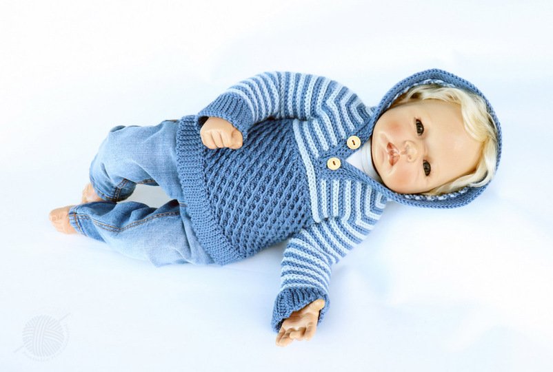 2 PDFs Spar-Set: Babypullover & Socken "Kai" (Spiralmuster, Gr. 50-128/116)