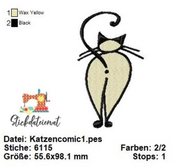Katzen Stickdatei, Niedliche Katzen Stickmuster, Maschinensticken
