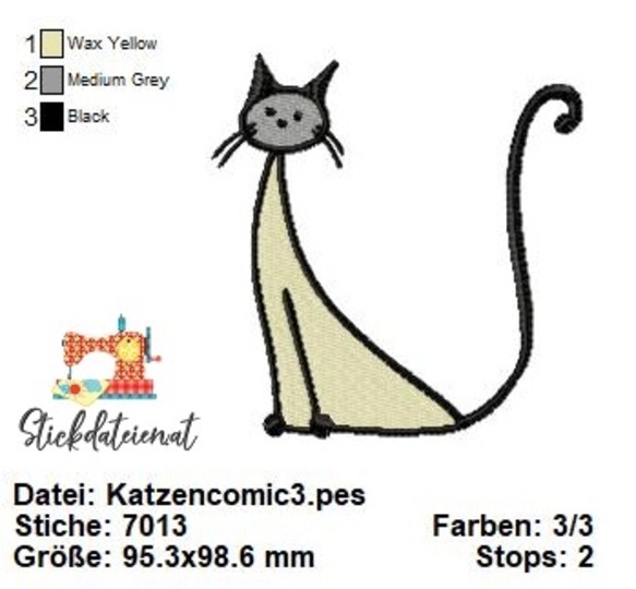 Katzen Stickdatei, Niedliche Katzen Stickmuster, Maschinensticken