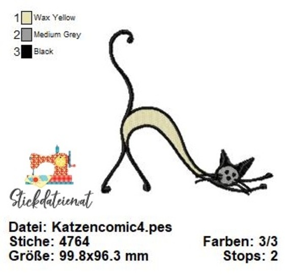 Katzen Stickdatei, Niedliche Katzen Stickmuster, Maschinensticken
