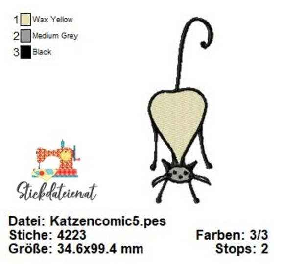 Katzen Stickdatei, Niedliche Katzen Stickmuster, Maschinensticken