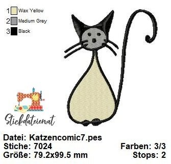 Katzen Stickdatei, Niedliche Katzen Stickmuster, Maschinensticken - Bild 6
