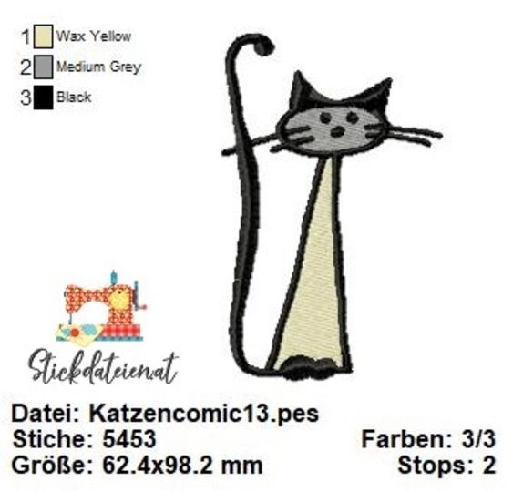 Katzen Stickdatei, Niedliche Katzen Stickmuster, Maschinensticken