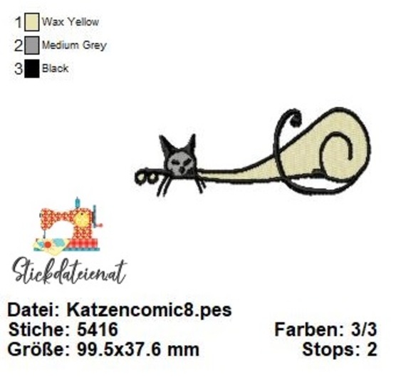 Katzen Stickdatei, Niedliche Katzen Stickmuster, Maschinensticken