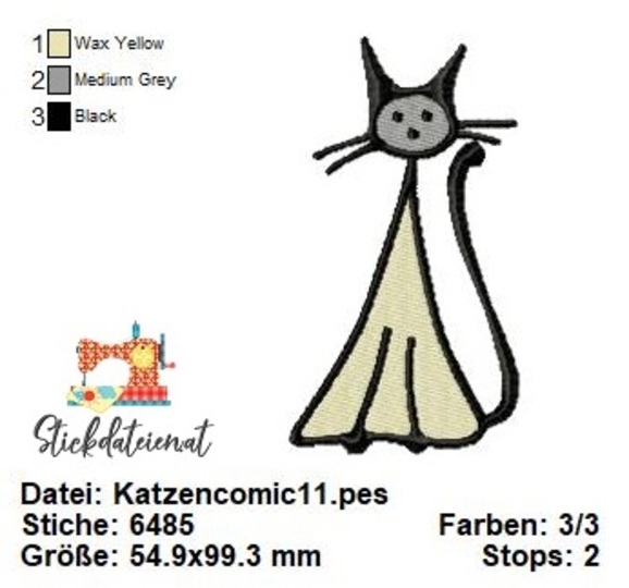 Katzen Stickdatei, Niedliche Katzen Stickmuster, Maschinensticken