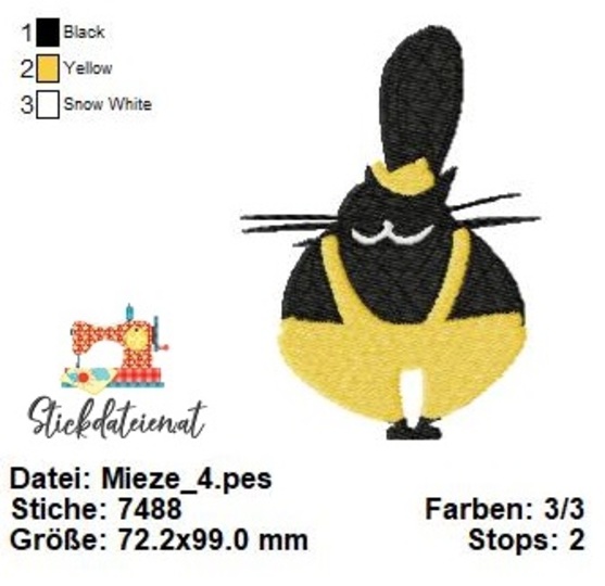 Katzen Stickdatei, Coole Katzen Stickmuster, Maschinensticken, Download