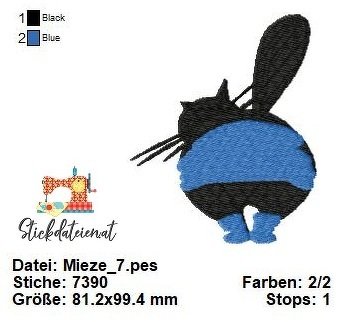 Katzen Stickdatei, Coole Katzen Stickmuster, Maschinensticken, Download - Bild 5