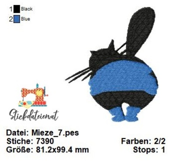 Katzen Stickdatei, Coole Katzen Stickmuster, Maschinensticken, Download