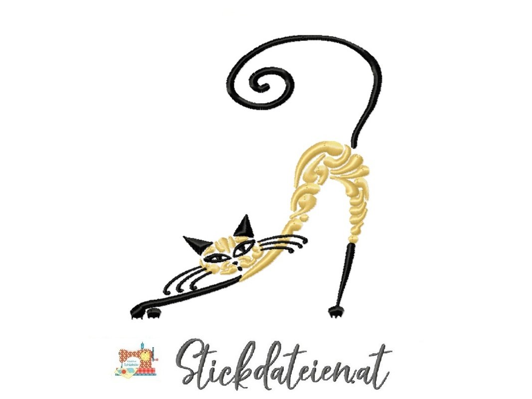 Katzen Stickdatei, elegante Katze Stickmuster, Sofortdownload Stickdatei