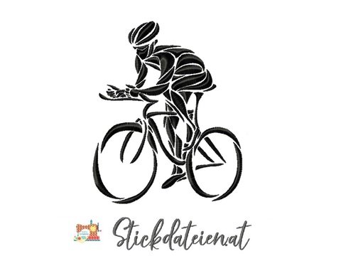 Radrennfahrer Stickdatei, Fahrradfahrer Stickmuster, Sportliche Stickerei