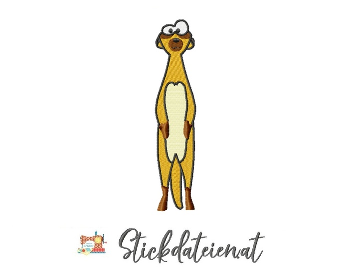 Erdmännchen Stickdatei, Niedliches Erdmännchen Stickmotiv in 3 Größen