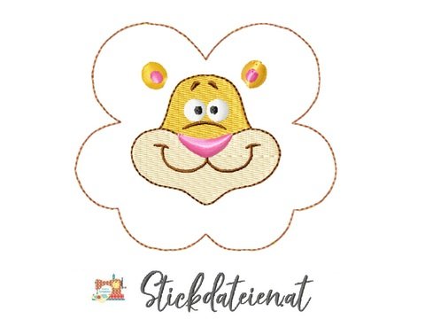 Süße Löwenkopf Stickdatei, Niedliche Löwen-Applikation, Stickdatei 10x10