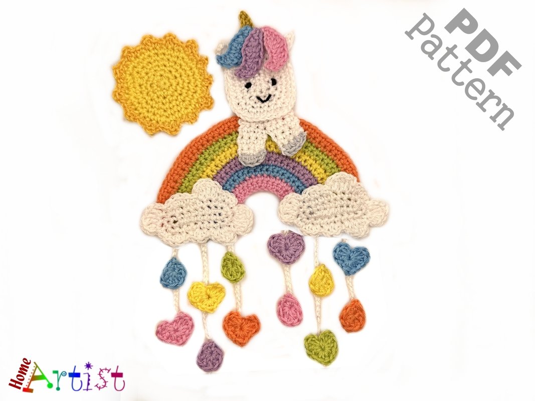 Unicorn set 3 crochet applique