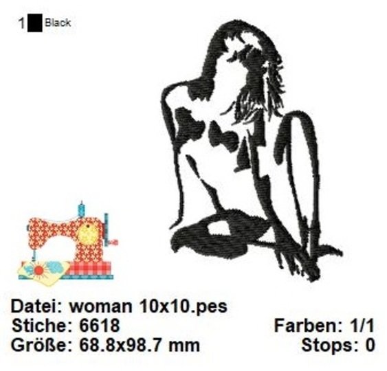 Frauen Silhouette Stickdatei, erotische Kunst Stickmuster, Maschinensticken
