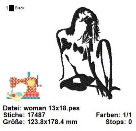 Frauen Silhouette Stickdatei, erotische Kunst Stickmuster, Maschinensticken