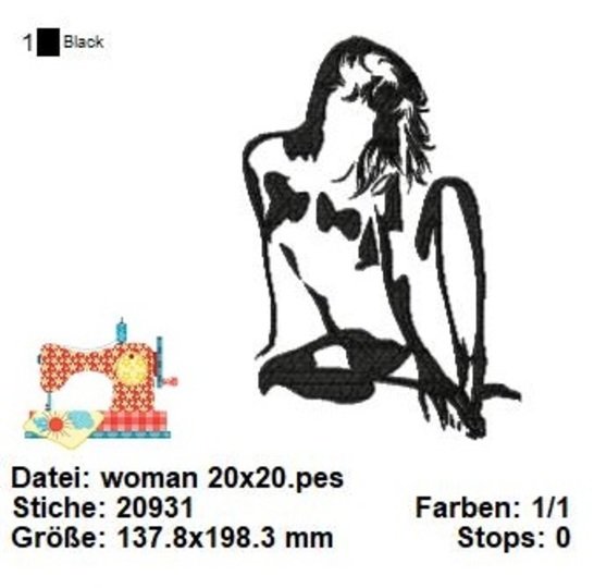 Frauen Silhouette Stickdatei, erotische Kunst Stickmuster, Maschinensticken