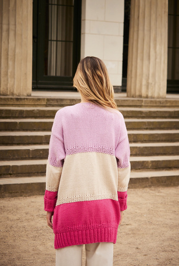 Jacke mit Blockstreifen in Pink, Rosé und Beige