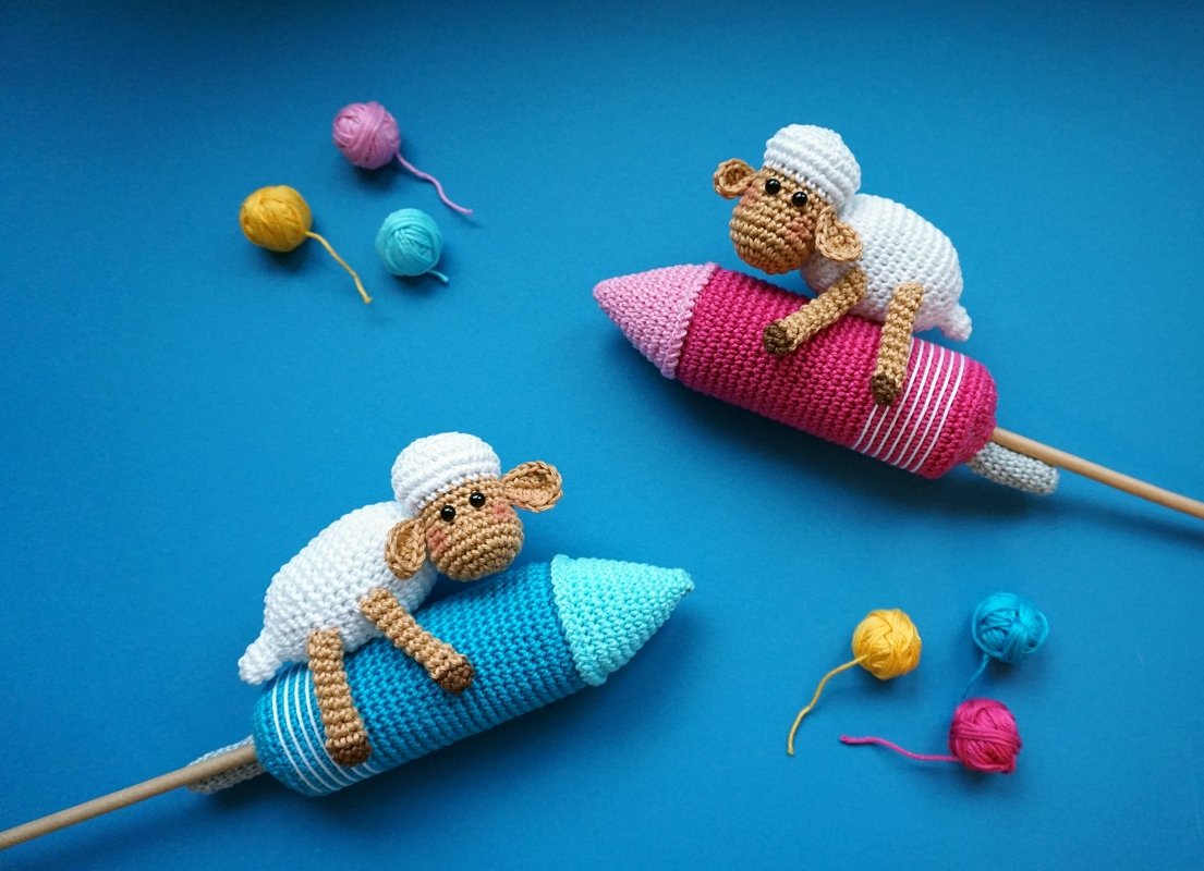 Häkelanleitung Schaf auf Silvesterrakete - PDF Datei