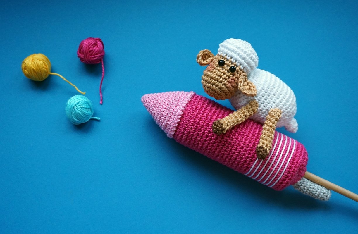 Häkelanleitung Schaf auf Silvesterrakete - PDF Datei