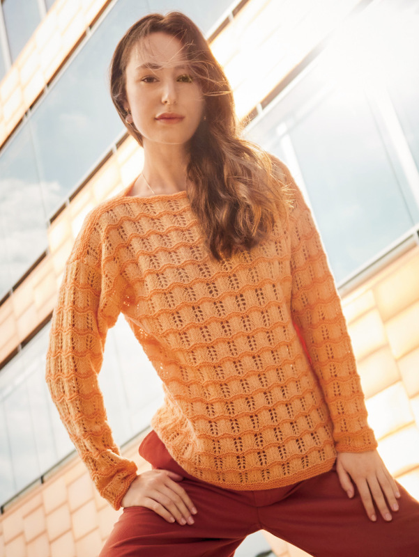 Pulli mit Wellenmuster in Apricot und Mandarin