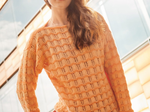 Pulli mit Wellenmuster in Apricot und Mandarin